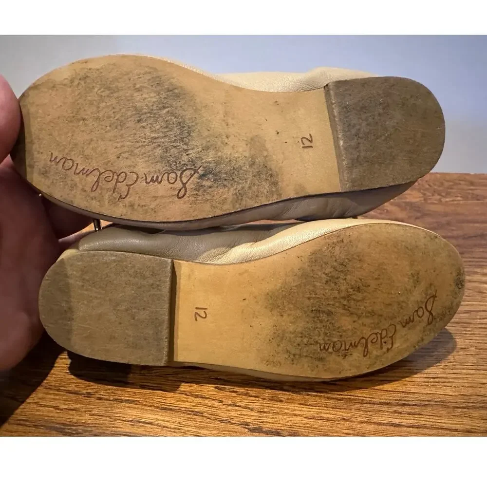 Sam Edelman Girls Felicia Leather Ballet Flats Beige - Size 12 Casual Comfort